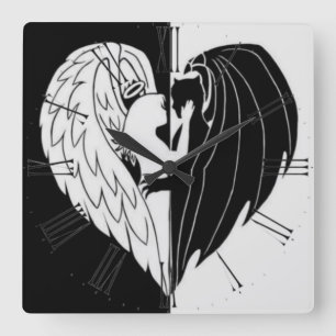 Zwart witte vierkante wandklok