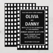 Zwart-witte vierkanten Trendy moderne bruiloft Kaart (Voorkant / Achterkant)