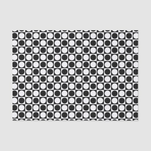 Zwart-witte vierkantjes en pooldots tissuepapier (Voorkant)