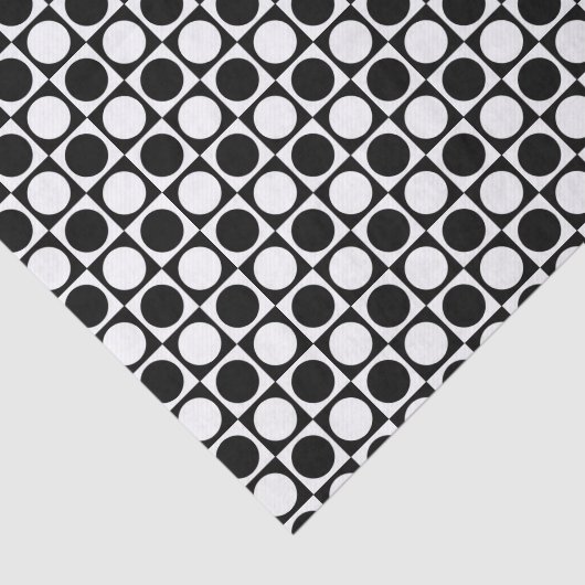 Zwart-witte vierkantjes en pooldots tissuepapier (Detail)