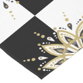 Zwart-witte vierkantjes goud & zwarte mandala 2a korte tafelloper (Hoek)