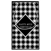 Zwart-witte vierkantjes klein cadeauzakje (Achterkant)