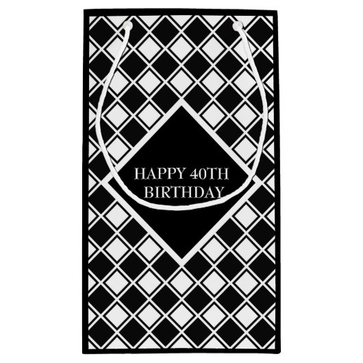 Zwart-witte vierkantjes klein cadeauzakje (Achterkant)