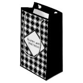 Zwart-witte vierkantjes klein cadeauzakje (Voorkant Gekanteld)