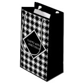 Zwart-witte vierkantjes klein cadeauzakje (Achterkant Gekanteld)