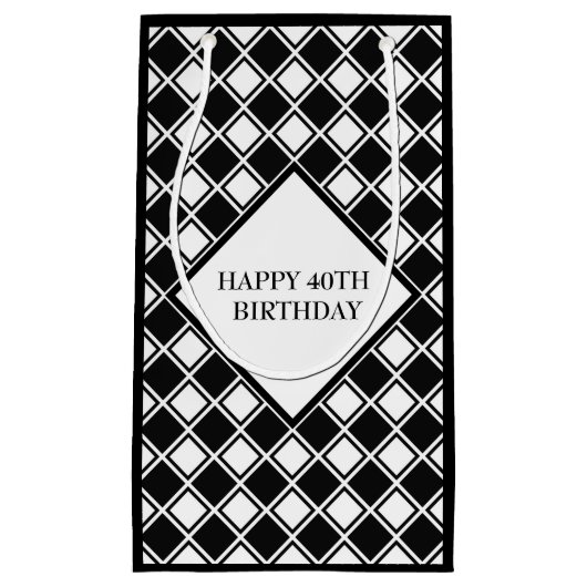 Zwart-witte vierkantjes klein cadeauzakje (Voorkant)