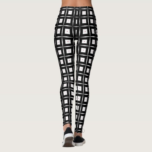 Zwart-witte vierkantjes op kunstgeometrisch patroo leggings (Achterkant)
