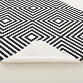 Zwart-witte vierkantjes op vierkantjes sherpa deken (3/4)