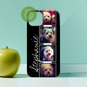 Zwart-witte vierkantjes voor fotocollage met naam Case-Mate iPhone 14 hoesje