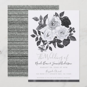 Zwart & Witte Vintage Bloemen Moderne Bloemstijl C Kaart
