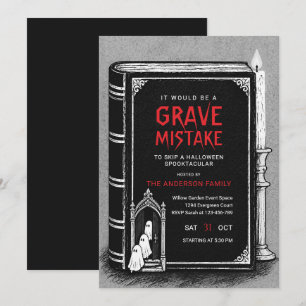 Zwart Witte Vintage Halloween Uitnodiging