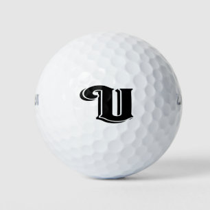 Zwart Witte Vintage Letter U Monogram Golfballen