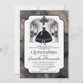 Zwart-witte Vintage Quinceañera Kaart (Voorkant)