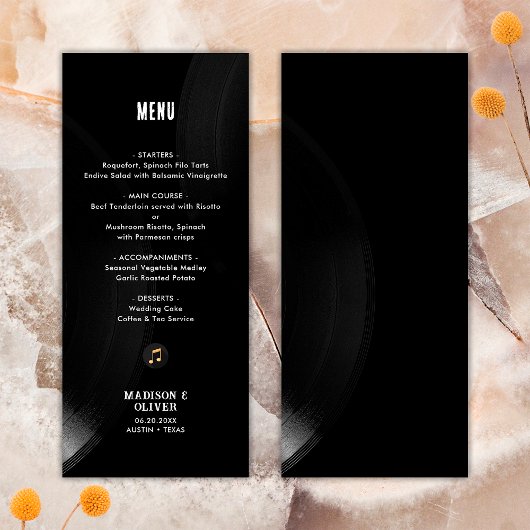 Zwart Witte Vinylplaat Huwelijk Aanpasbare Menu