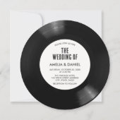 Zwart Witte Vinylplaat Roze Disco Bal Bruiloft Kaart (Achterkant)