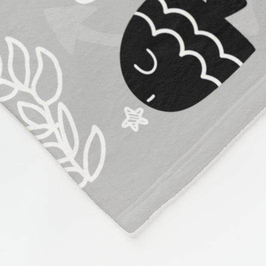 Zwart-witte vis fleece deken (Hoek)
