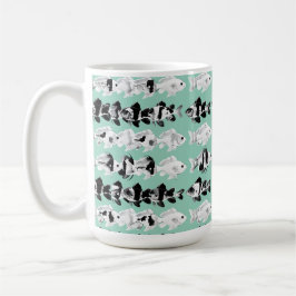 Zwart-witte vis op een turquoise achtergrond koffiemok