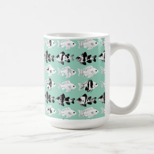 Zwart-witte vis op een turquoise achtergrond koffiemok