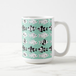 Zwart-witte vis op een turquoise achtergrond koffiemok