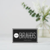 Zwart & Witte Vlecht Salon QR Code Logo Vlechter Visitekaartje (Staand voorkant)