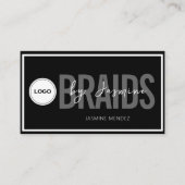 Zwart & Witte Vlecht Salon QR Code Logo Vlechter Visitekaartje (Voorkant)