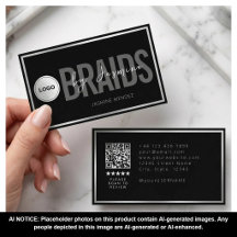 Zwart & Witte Vlecht Salon QR Code Logo Vlechter