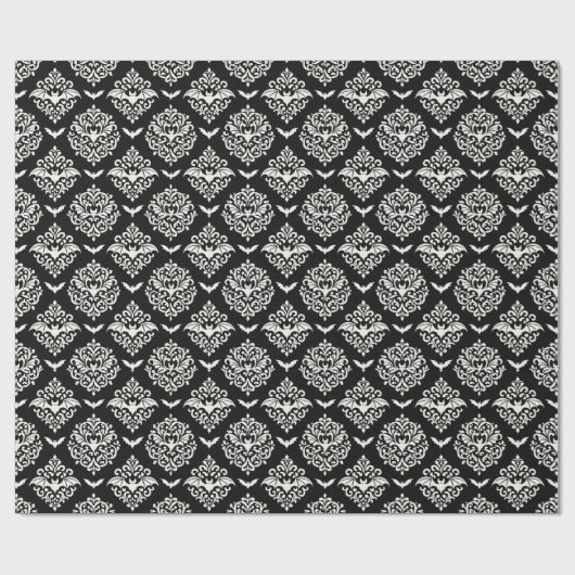 Zwart-witte vleermuis Damask Cadeaupapier (Vlak)