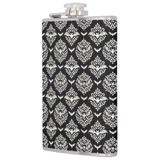 Zwart-witte vleermuis Damask Heupfles (Links)