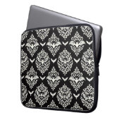Zwart-witte vleermuis Damask Laptop Sleeve (Voorkant Links)