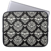 Zwart-witte vleermuis Damask Laptop Sleeve (Voorkant)