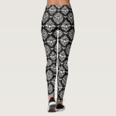 Zwart-witte vleermuis Damask Leggings (Achterkant)
