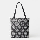 Zwart-witte vleermuis Damask Tote Bag (Achterkant)