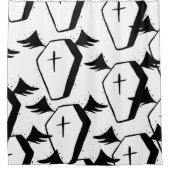 Zwart-witte vleermuiskist Gotische esthetiek Douchegordijn (Voorkant)