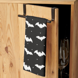 Zwart-witte vleermuizen Zwarte Halloween Theedoek