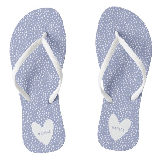 Zwart-witte vlek met hart gepersonaliseerd teenslippers (Voetbed)
