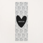 Zwart-witte vlek met hart gepersonaliseerd yogamat (Voorkant)