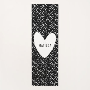 Zwart-witte vlek met hart gepersonaliseerd yogamat