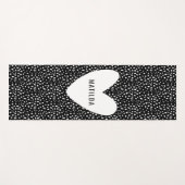 Zwart-witte vlek met hart gepersonaliseerd yogamat (Voorkant (horizontaal))