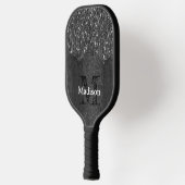 Zwart witte vleksprietgaren pickleball paddle (Links)