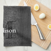 Zwart witte vleksprietgaren theedoek (Quarter Fold)