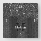 Zwart witte vleksprietgaren vierkante klok (Voorkant)