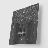 Zwart witte vleksprietgaren vierkante klok (Hoek)