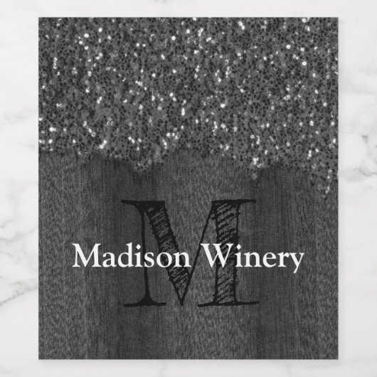 Zwart witte vleksprietgaren wijn etiket (Enkel label)