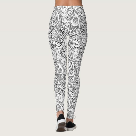 Zwart-witte vlinder Abstract patroonlegging Leggings (Achterkant)
