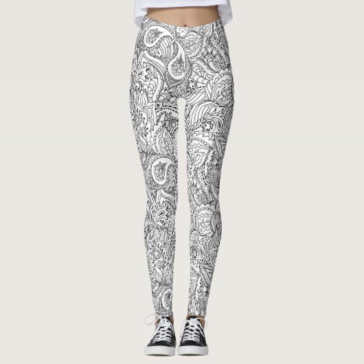 Zwart-witte vlinder Abstract patroonlegging Leggings (Voorkant)