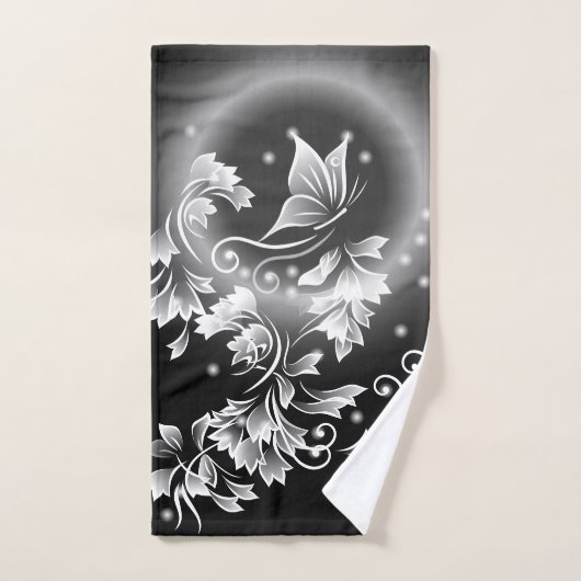 Zwart-witte vlinder bad handdoek (Handdoek)