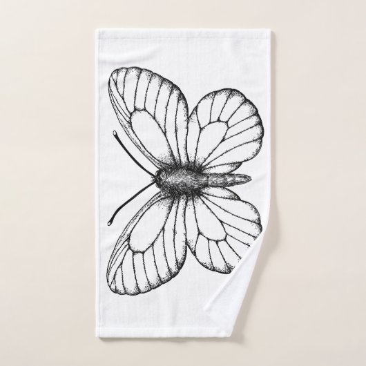 Zwart-witte vlinder bad handdoek (Handdoek)
