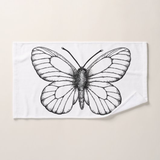 Zwart-witte vlinder bad handdoek (Handdoek)