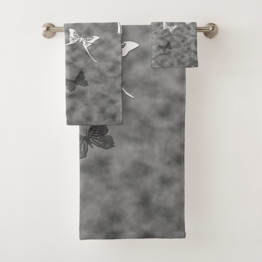 Zwart-witte vlinder bad handdoek (Insitu)