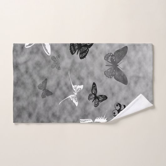 Zwart-witte vlinder bad handdoek (Handdoek)